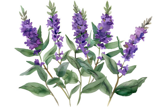 Vervain watercolor illustration isolated on transparent background. PNG file