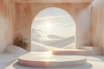 Surreal Desert Gateway in a Dreamlike Snowscape