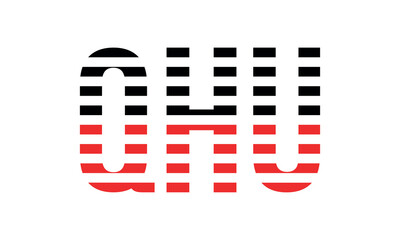 QHU three initial letter iconic line negative space minimal logo design vector template. monogram, abstract, wordmark, business, typography, minimalist, brand, company, flat, modern, unique, simple
