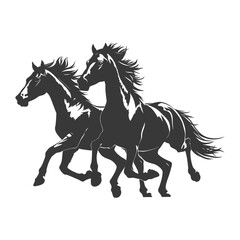 Silhouette a horses galloping black color only