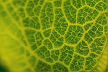 close-up of the vein pattern on a green leaf
