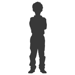 Silhouette asian boy black color only