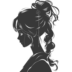Silhouette asian girl alone black color only
