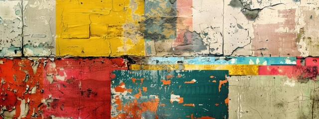 vintage grunge colorful collage background. Different textures and shapes. Art background