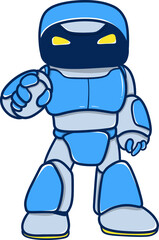 Cartoon illustration of a friendly blue robot