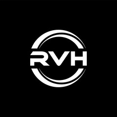 RVH letter logo design with black background in illustrator, vector logo modern alphabet font overlap style. calligraphy designs for logo, Poster, Invitation, etc.