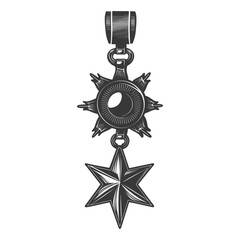 Fototapeta na wymiar Silhouette war medal of honor black color only