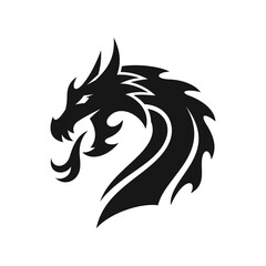dragon icon vector. head of dragon silhouette