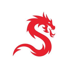 Dragon silhouette in a circle logo vector design illustration