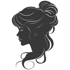 Silhouette women head thick black color only