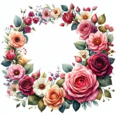 rose flower  frame,  illustration, bouquet gift flower's. 