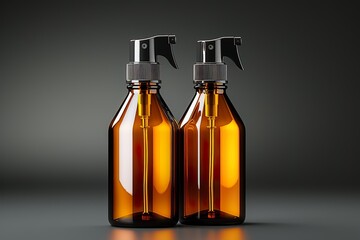 Amber Spray Bottle Mockup - One Bottle. Blank Label. 3D Illustration