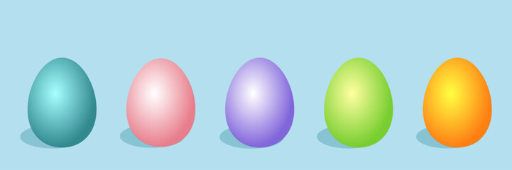Happy Easter.Set of Easter eggs with different colors. Spring holiday. Vector Illustration. Happy easter eggs