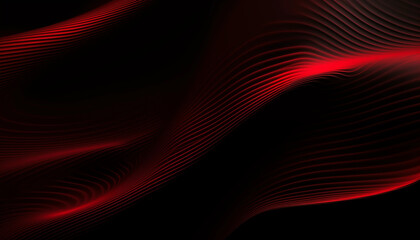 graphic, abstract black background with a red wave pattern on