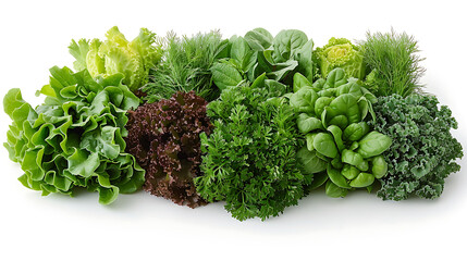 Baby greens such as spinach, lettuce, dill, parsley and chives - obrazy, fototapety, plakaty