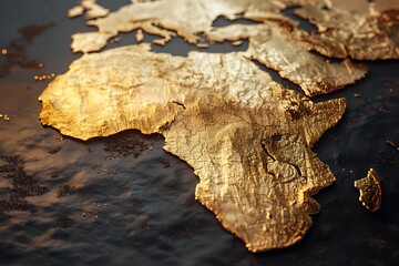 Gilded Africa: Mapping the Continent's Riches in Golden Elegance. Golden Legacy: Tracing Africa's History Through a Shimmering Map. Radiant Continent: Illuminating Africa's Beauty with a Golden Map