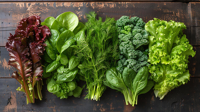 Baby greens such as spinach, lettuce, dill, parsley and chives