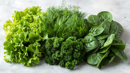 Baby greens such as spinach, lettuce, dill, parsley and chives