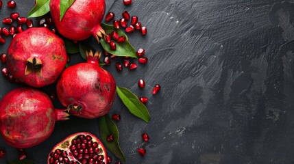 pomegranate fruit on a gray background - obrazy, fototapety, plakaty