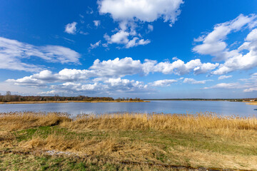 Water reservoir in Poraj in spring on a lake