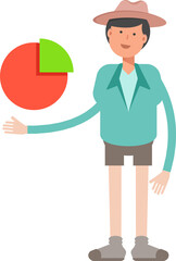 Boy Character Holding Pie Chart
