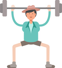 Boy Character Lifting Barbell
