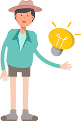 Boy Character and Light Bulb
