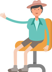 Boy Character Sitting on Office Chair
