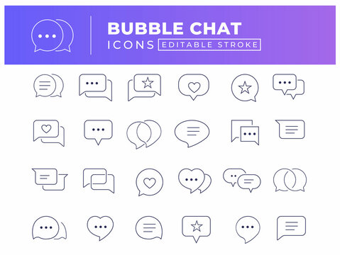 Chat Icons Love Chat Social Media Icons Flat linear concept