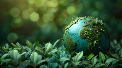 World environment and mother earth day concept with globe and eco friendly environment.