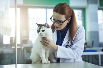 A Veterinarian examines a Cat, World Veterinarian Day