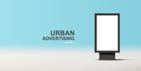 Light box 3d realistic mockup, street OOH advertising, blank template for promo - obrazy, fototapety, plakaty