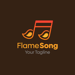 Vector Illustration for Flame Song Logo: A Design Template Merging Concepts of a Melody and Fire Shape