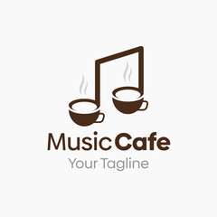 Vector Illustration for Music Cafe Logo: A Design Template Merging Concepts of a Cup of Tea, Coffee and Melody Shape