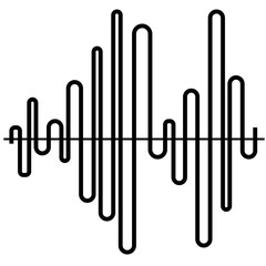 Vector illustration of black sound wave icon. Abstract music waves, radio signal frequencies and digital sound visualization. isolated on a white background