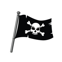 Pirate flag with skull crossbones. vector design