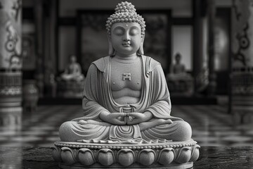 Meditating Buddha with tantric designs