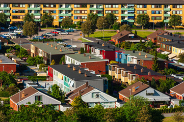 Fototapeta premium A Large Group of Houses in a Residential Neighborhood