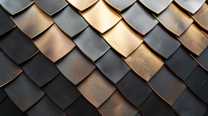 Abstract background showcases scale design. Metal blades enhance beauty.