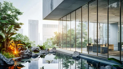Fotobehang Luxurious Rooftop Pool in Kuala Lumpur, Urban Skyline and Modern Architecture, Concept of Travel and Leisure © MdIqbal