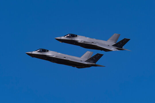 Davis Monthan AFB 3-2-2024 Tucson, AZ USA..Formation of 2 USAF F-35A in formation at the Herritage Flight Conference 2024 at Davis Monthan Air Force Base