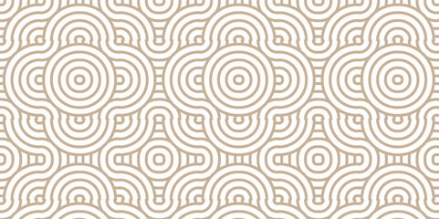 Naklejka premium Minimal diamond geometric waves spiral pattern and abstract circle wave line. brown seamless tile stripe geomatics create retro square line backdrop pattern background. Overlapping Pattern.
