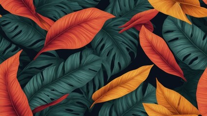 Tropical leaf desktop wallpaper background illustration