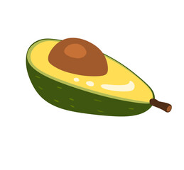 Vector icon of half a ripe avocado with very striking colors, very beautiful