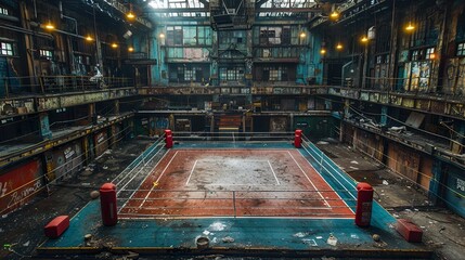 worn out boxing ring  - obrazy, fototapety, plakaty