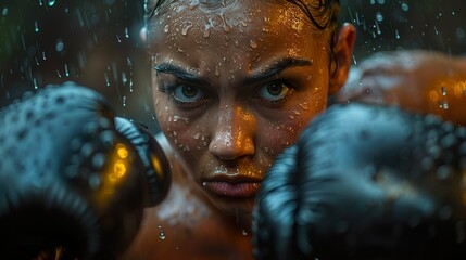 boxing woman - obrazy, fototapety, plakaty