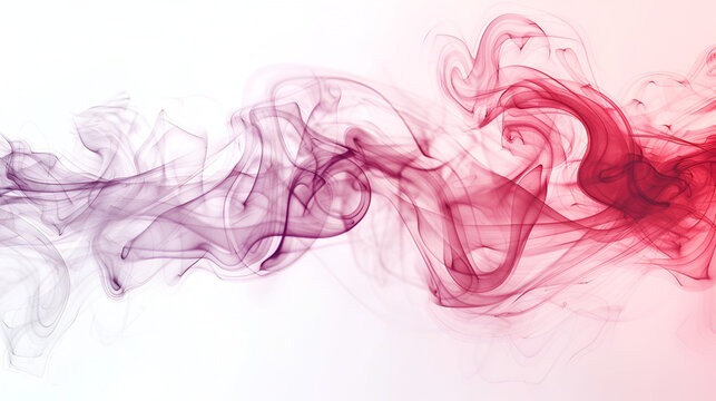 purple  and red contrast smoke isolated on a white background, abstract background smoke curves and wave ,Abstract colored wave smoke on white background