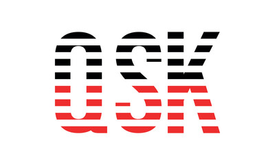 QSK three initial letter iconic line negative space minimal logo design vector template. monogram, abstract, wordmark, business, typography, minimalist, brand, company, flat, modern, unique, simple