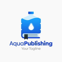 Vector Illustration for Aqua Publishing Logo: A Design Template Merging Concepts of a Book and Water Gallon Shape