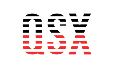 QSX three initial letter iconic line negative space minimal logo design vector template. monogram, abstract, wordmark, business, typography, minimalist, brand, company, flat, modern, unique, simple